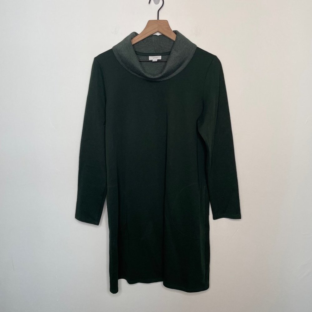 J.Jill Pure Jill Green Cowl Neck Sweater Tunic Dress Size Medium Pockets